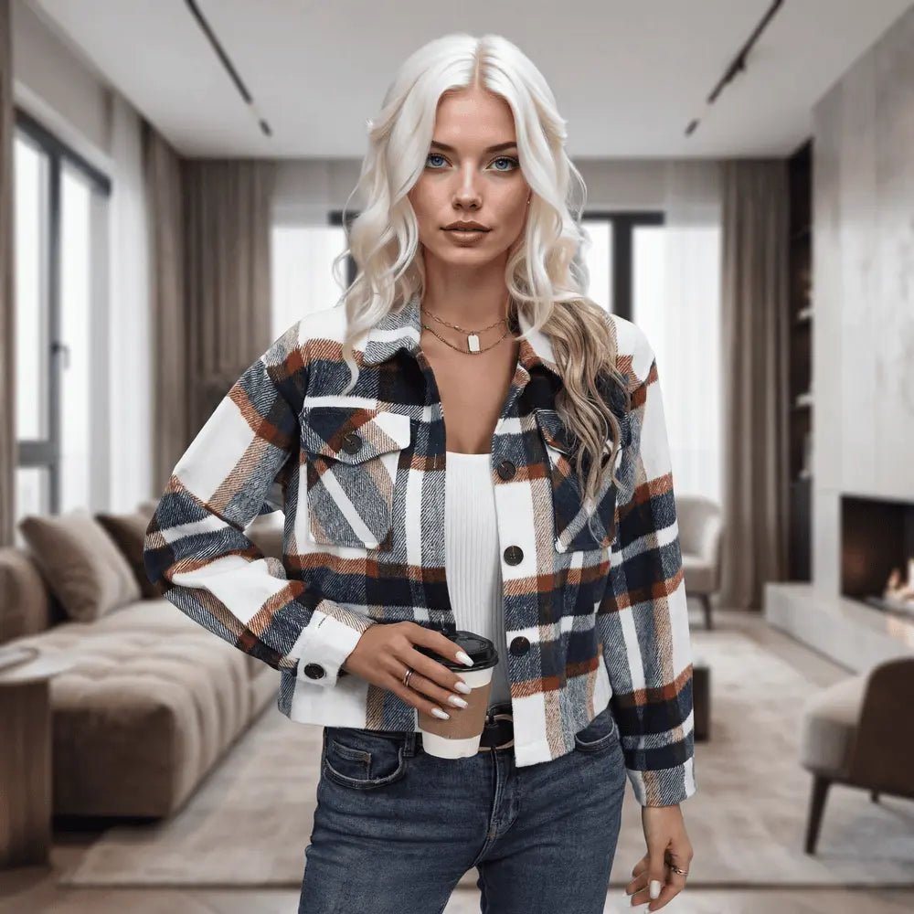 Cozy Chic Plaid Cropped Jacket & Denim Everyday Look