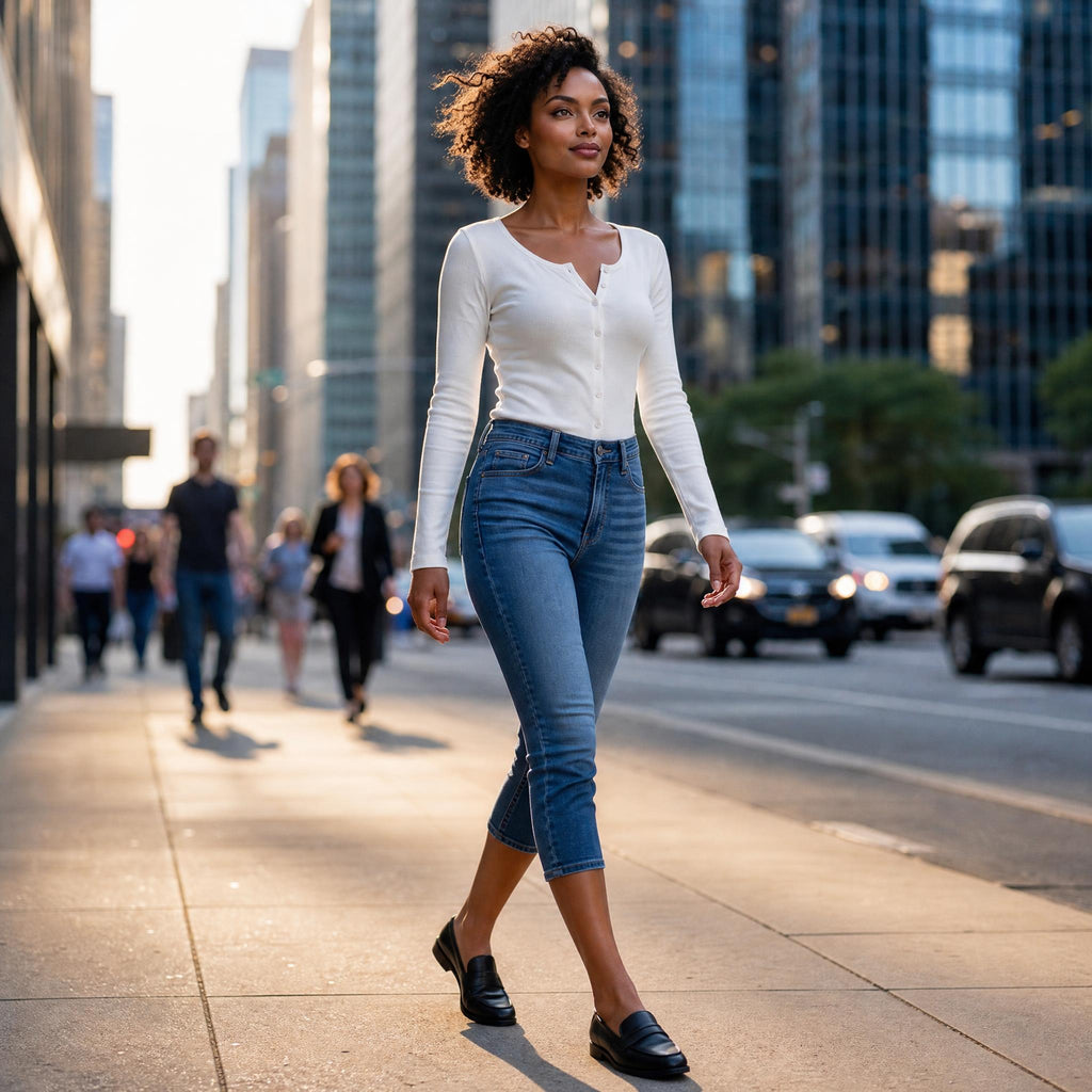 Classic Mid-Rise Cropped Skinny Jeans – Everyday Stretch Denim Essential