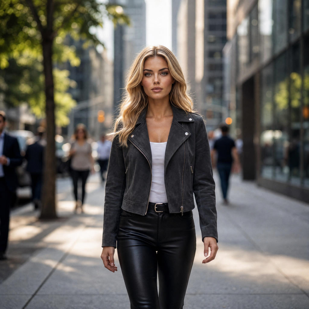 Velvet Edge Moto Jacket Ensemble