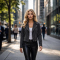 Velvet Edge Moto Jacket Ensemble