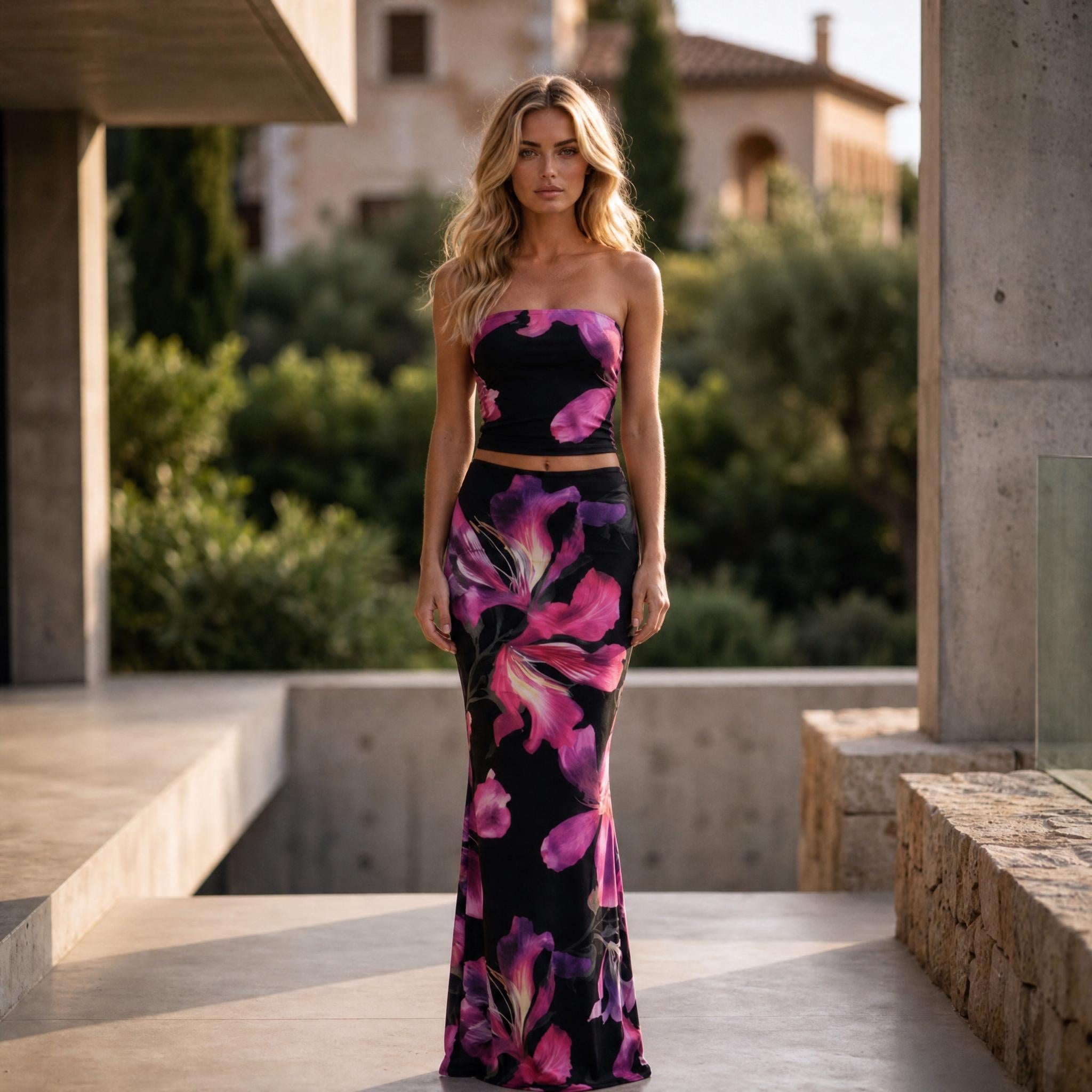 Midnight Muse Strapless Maxi Set