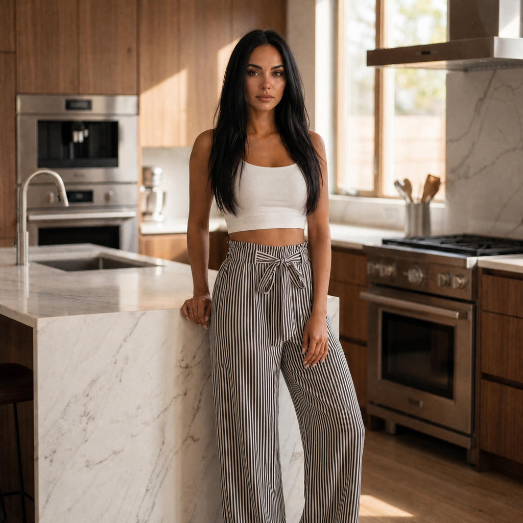 Coastal Breeze Striped Wide-Leg Pants