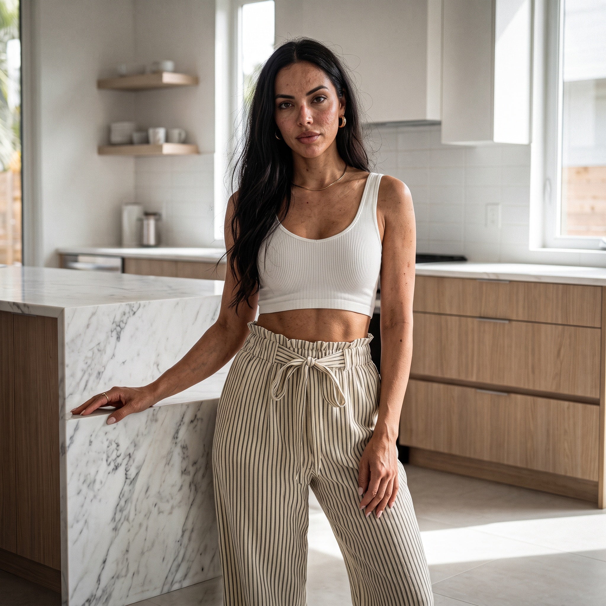 Coastal Breeze Striped Wide-Leg Pants