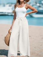 Bow-Tie Waist Wide Leg Pants
