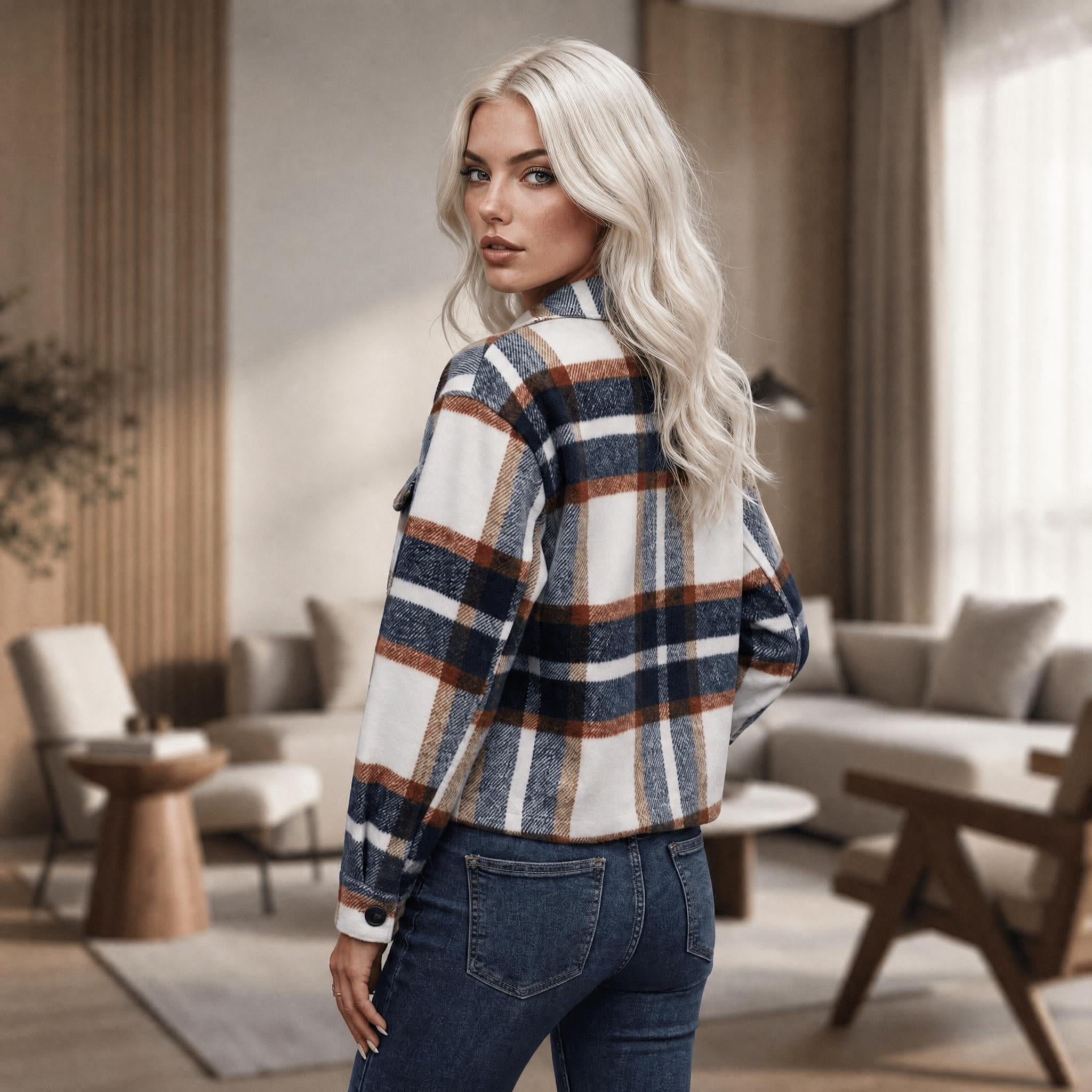 Cozy Chic Plaid Cropped Jacket & Denim Everyday Look