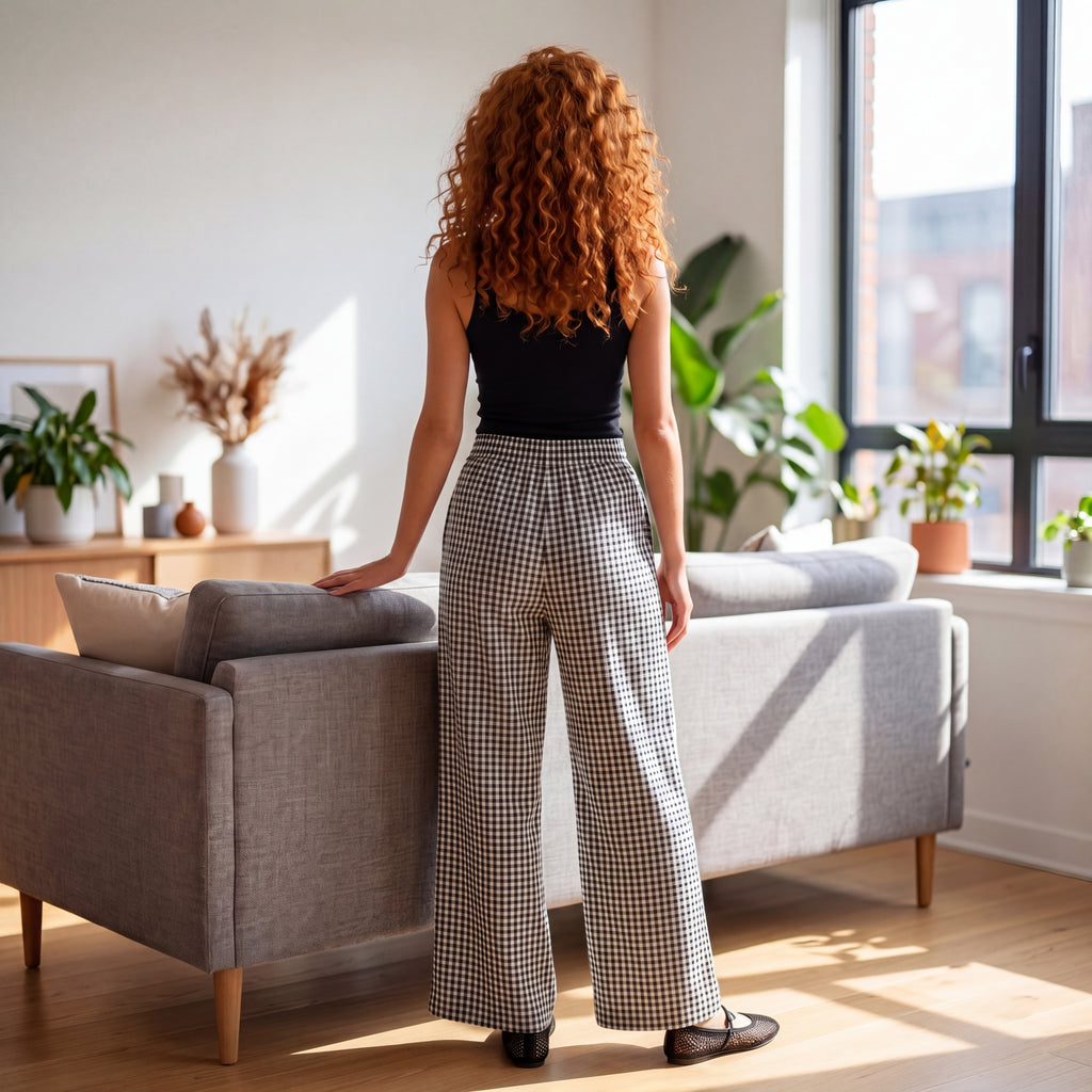 Easy Breeze Gingham Wide-Leg Lounge Pants
