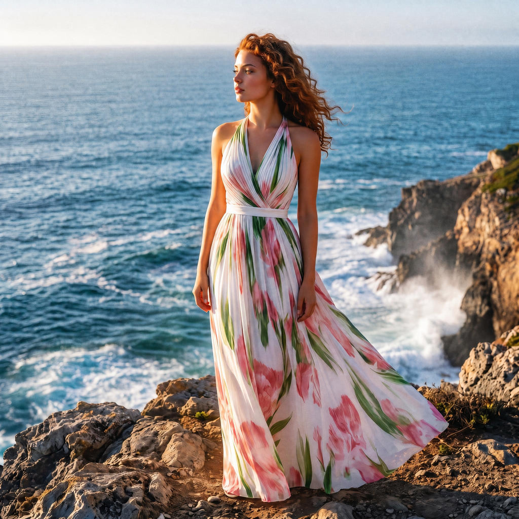 Blush Garden Halter Maxi Dress