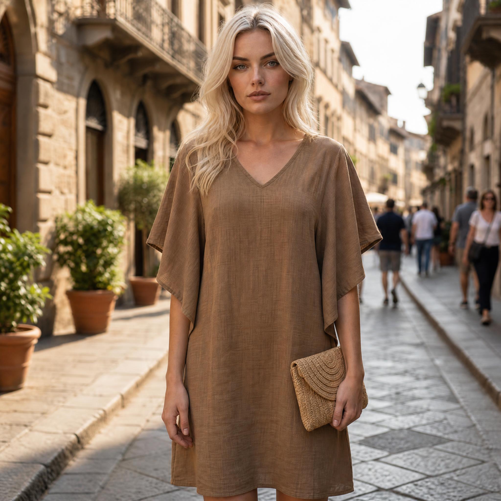 Effortless Breeze V-Neck Flutter Sleeve Mini Dress