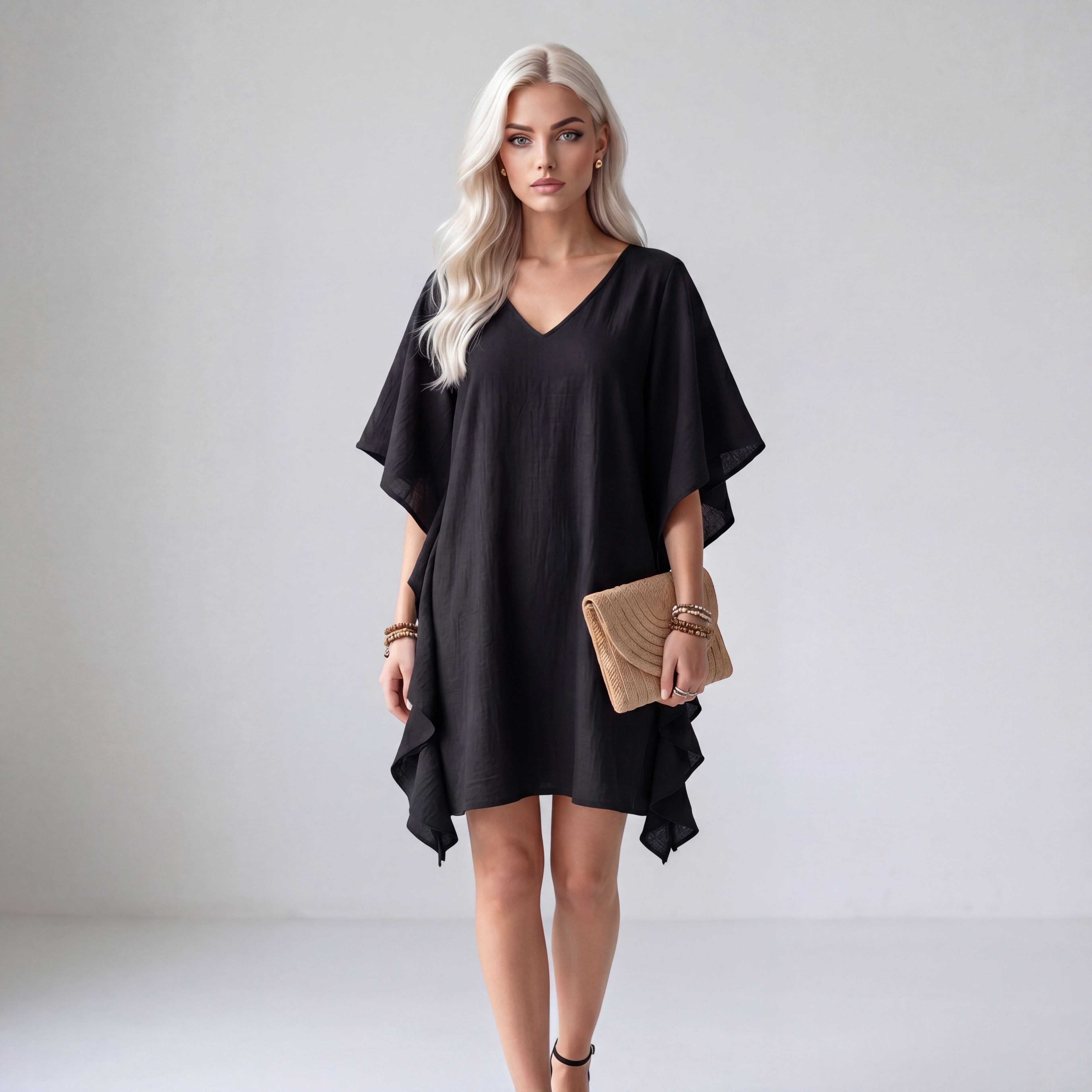 Effortless Breeze V-Neck Flutter Sleeve Mini Dress