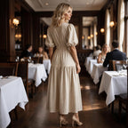 Effortless Elegance Puff-Sleeve Midi Dress