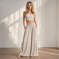 Effortless Flow Sand Beige Wide-Leg Lounge Pants
