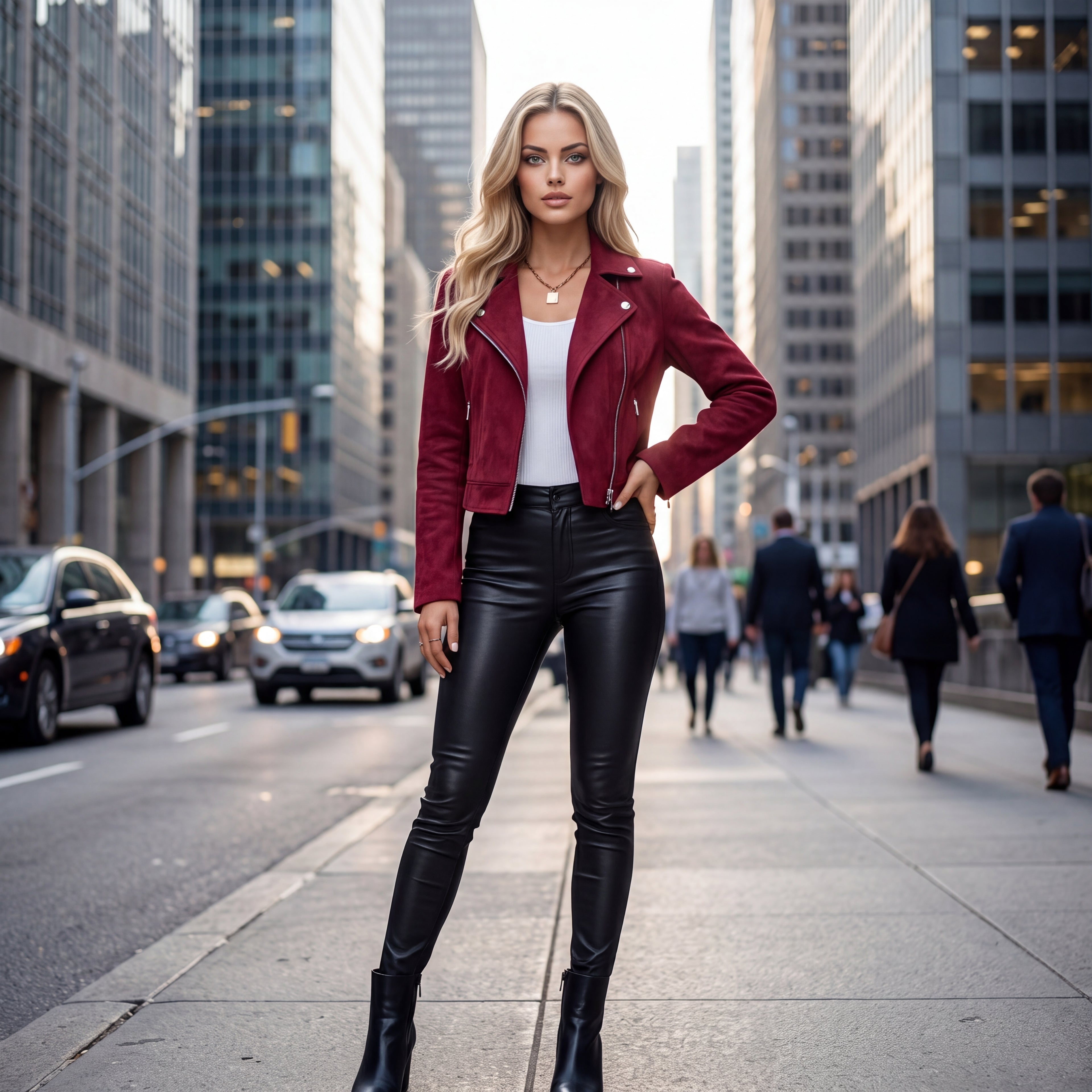 Velvet Edge Moto Jacket Ensemble