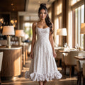 Floral Print Ruffle Hem Spaghetti Strap Midi Dress