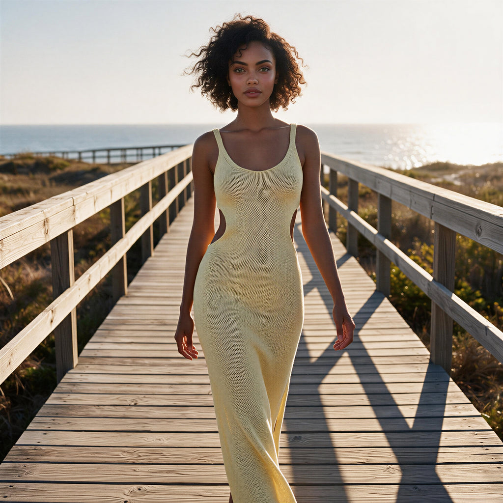 Golden Coast Cover-Up Knit Maxi Dress