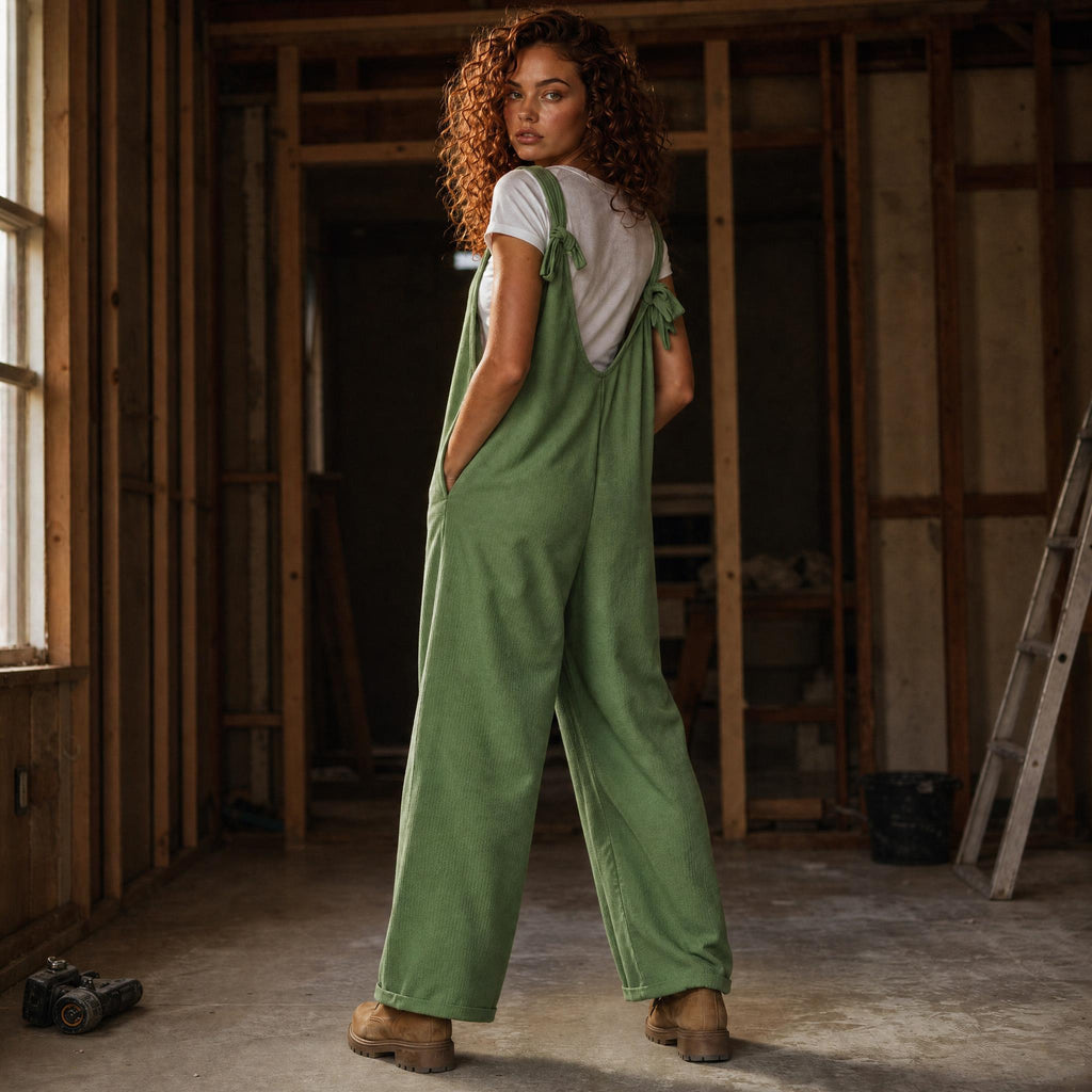 Harbor Breeze Textured Wide-Leg Overalls