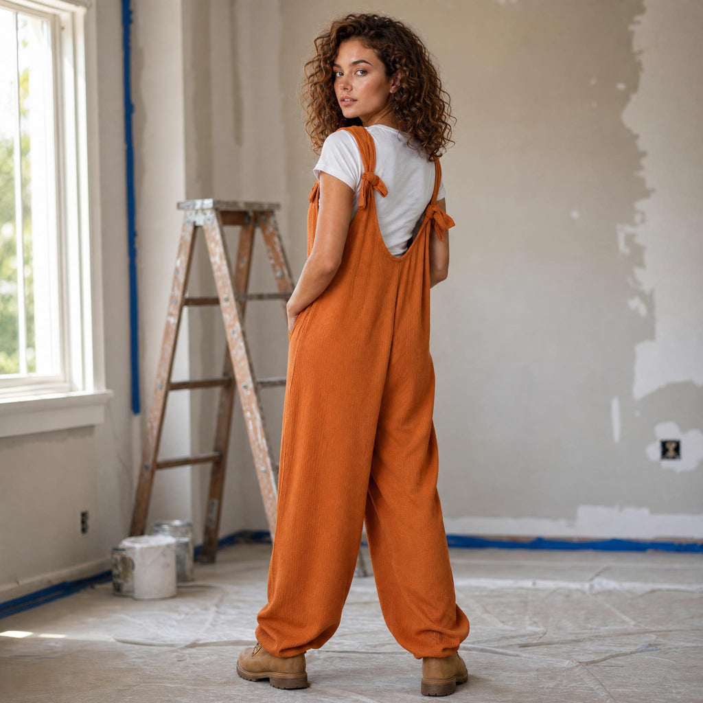 Harbor Breeze Textured Wide-Leg Overalls