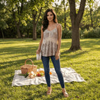 Boho Floral Lace Panel Cami Tank