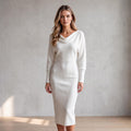 Refined Drape Knit Midi Dress