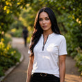 Ribbed Zip-Front Short Sleeve Top