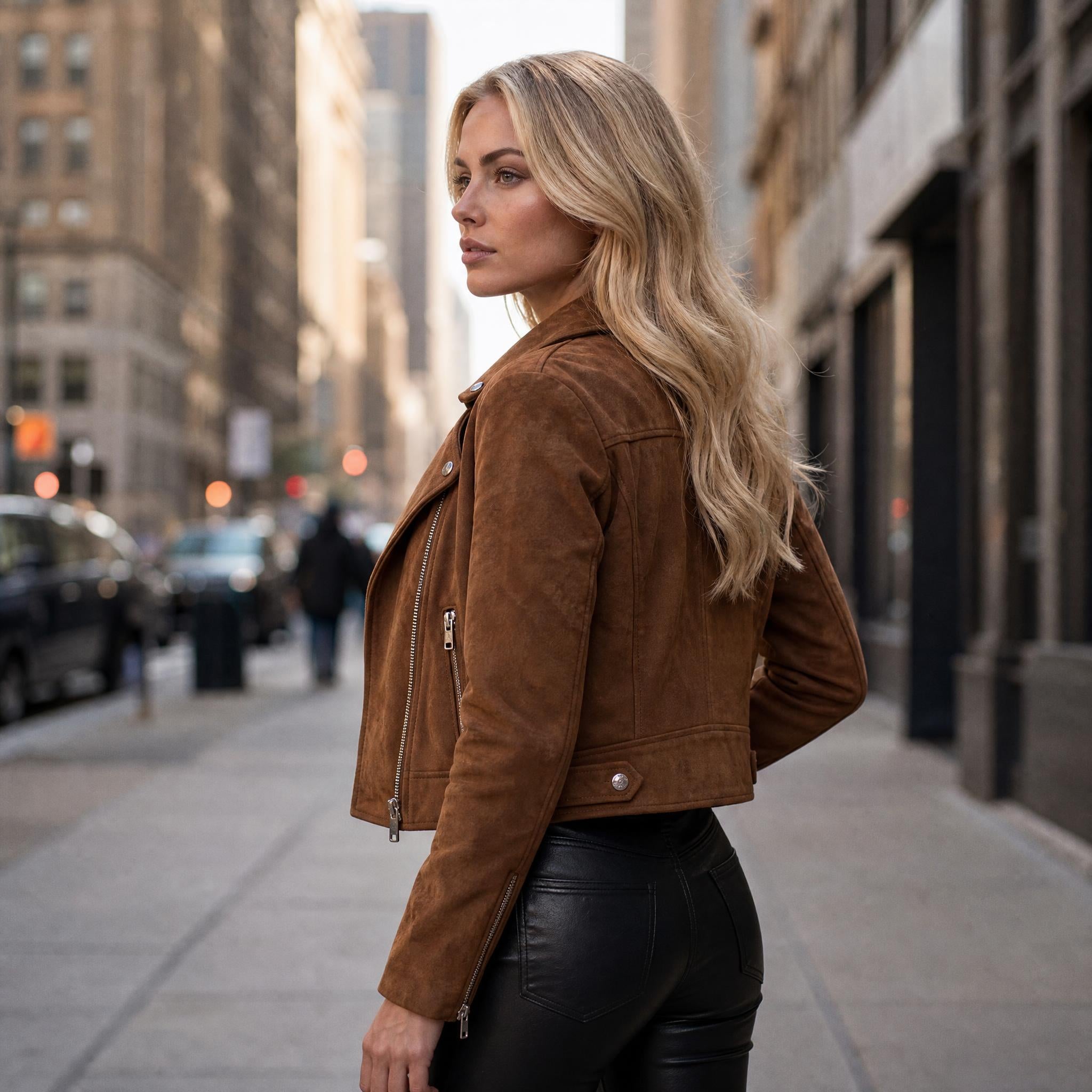 Velvet Edge Moto Jacket Ensemble