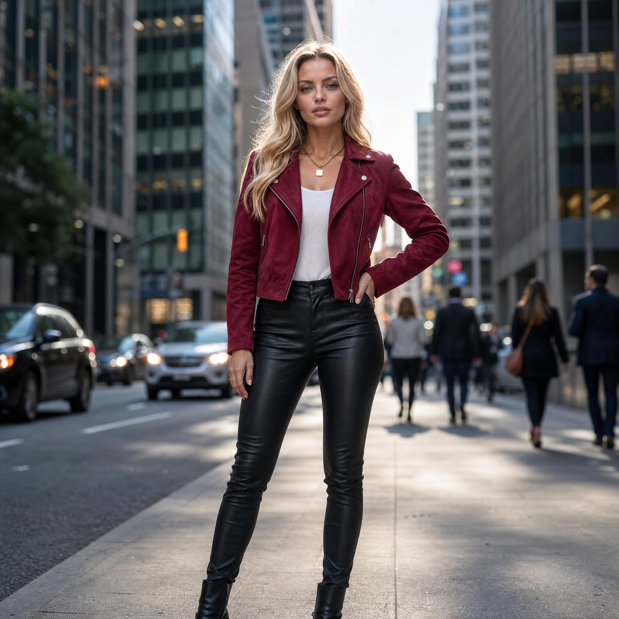 Velvet Edge Moto Jacket Ensemble