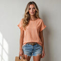 Breezy Eyelet Flutter Sleeve Casual Top