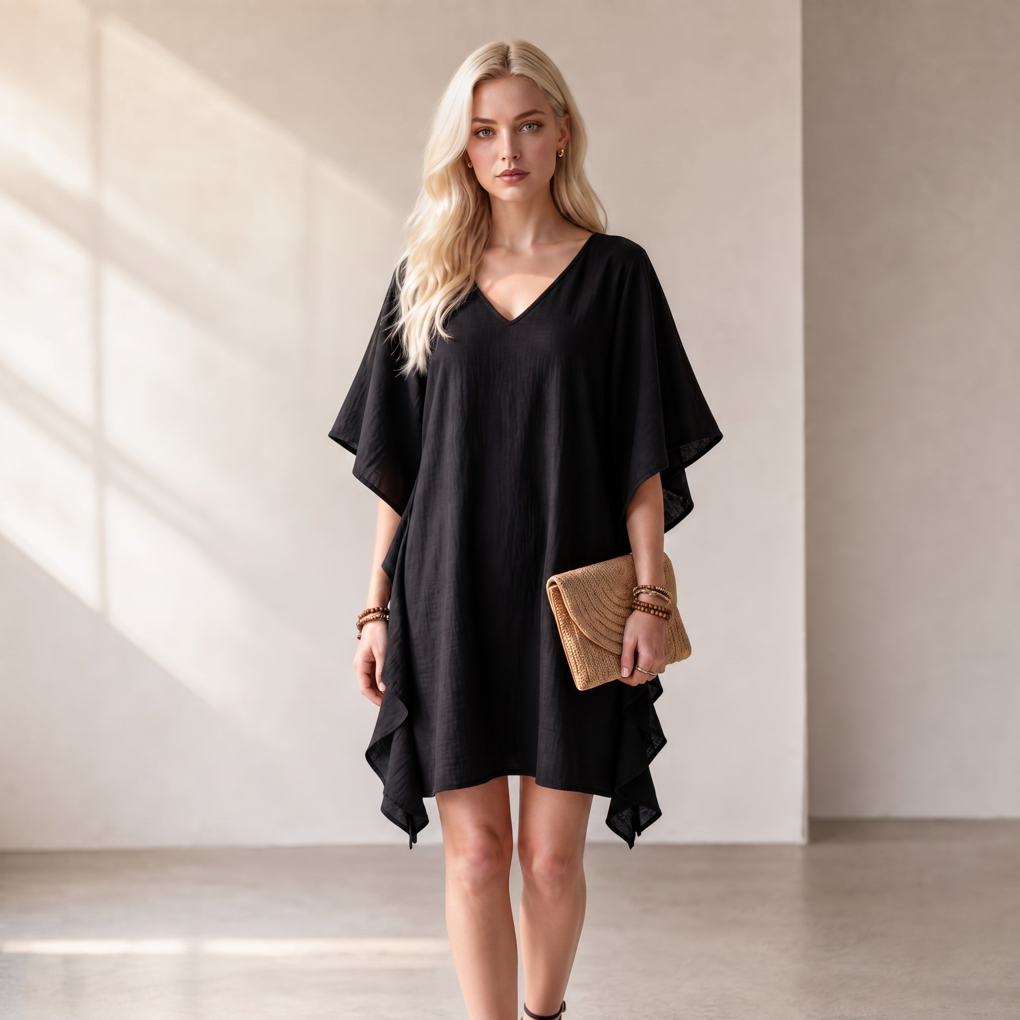Effortless Breeze V-Neck Flutter Sleeve Mini Dress
