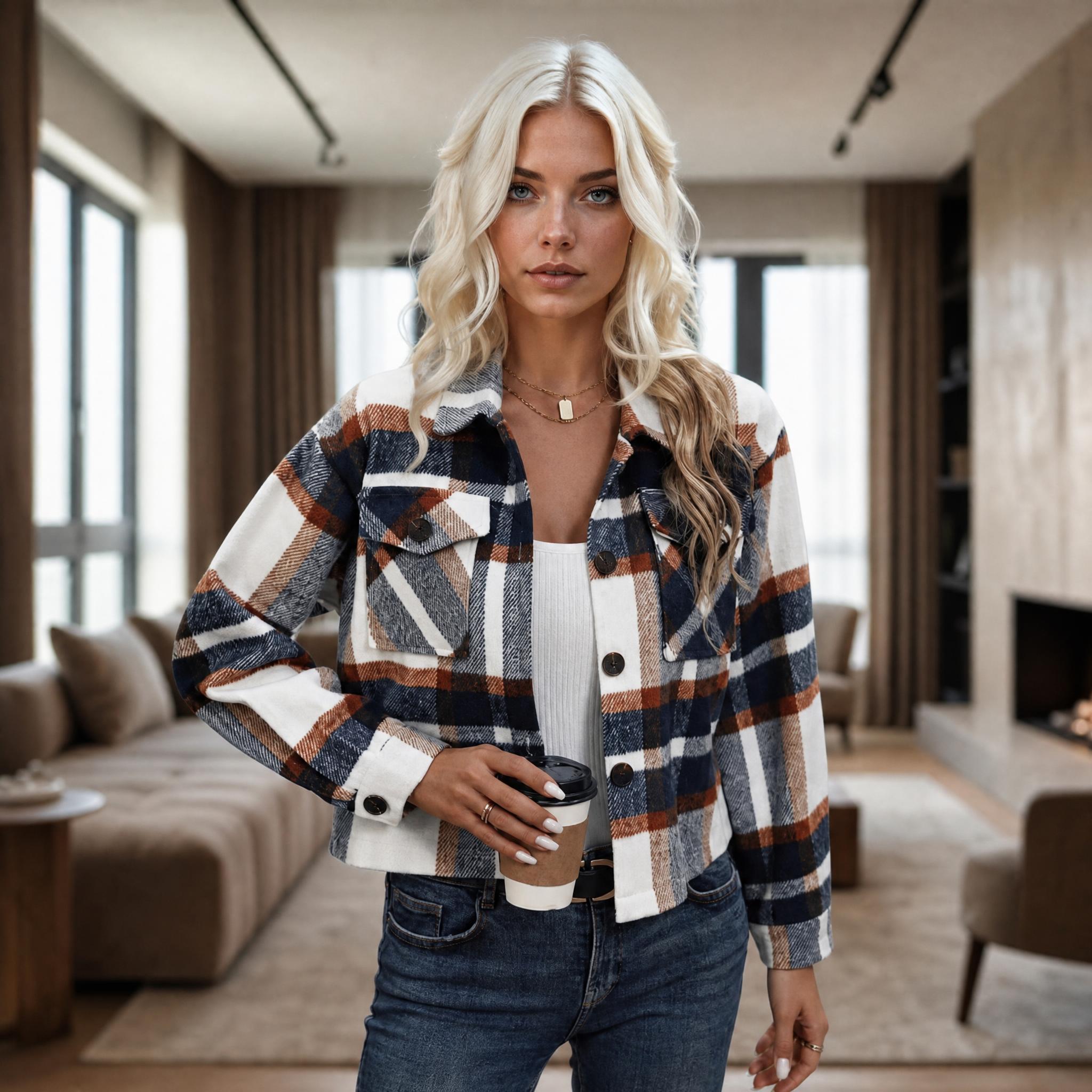 Cozy Chic Plaid Cropped Jacket & Denim Everyday Look