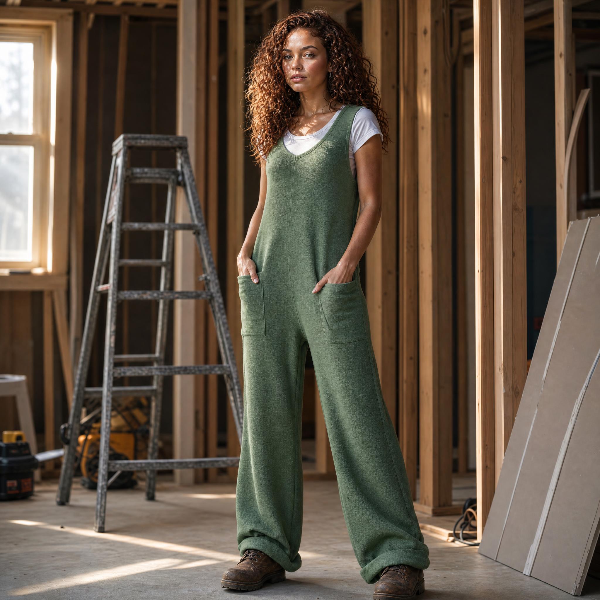 Harbor Breeze Textured Wide-Leg Overalls