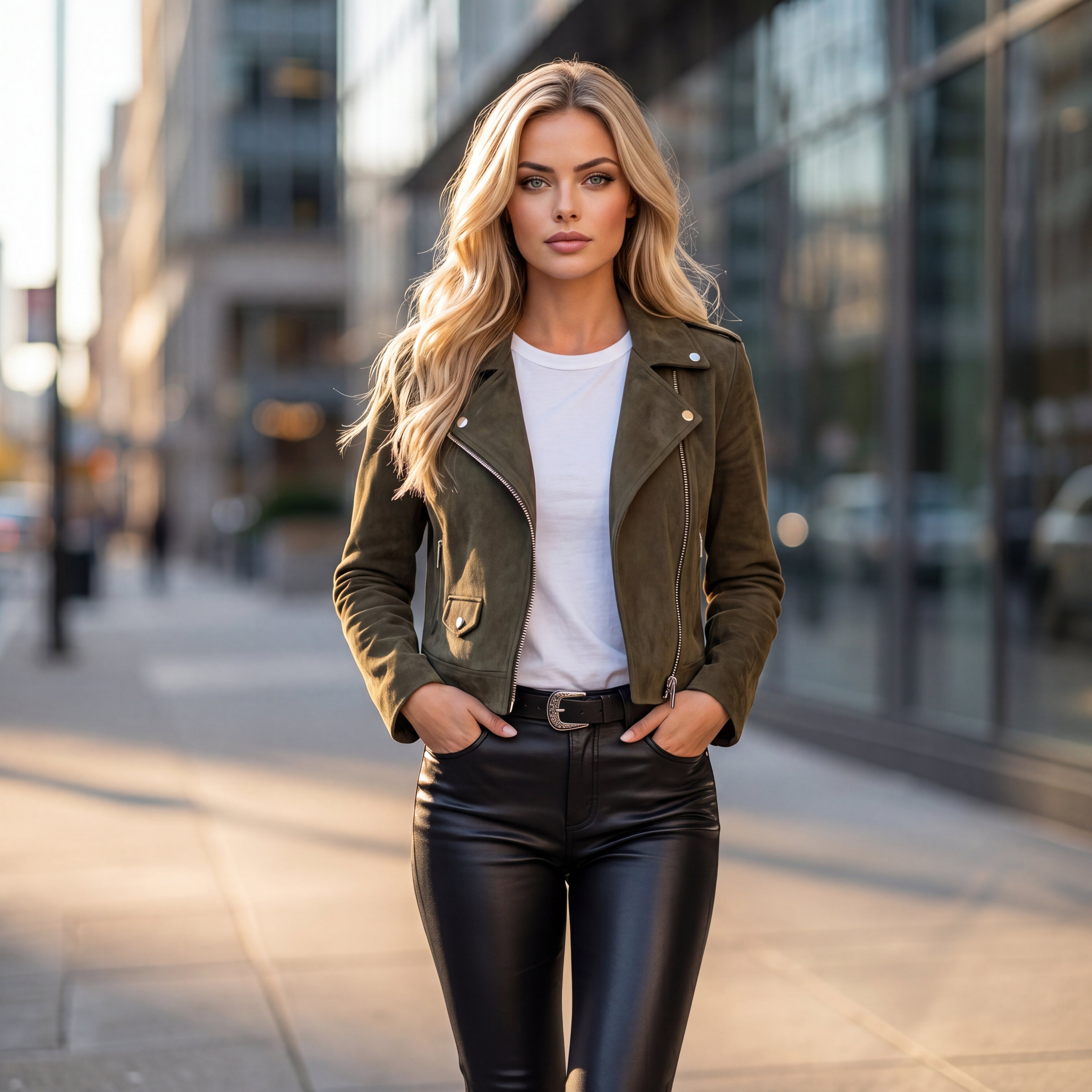 Velvet Edge Moto Jacket Ensemble