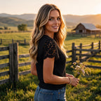 Breezy Lace Knit Short Sleeve Top