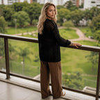 Chic Breeze Hollow-Out Knit Open Front Cover-Up Cardigan