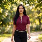 Ribbed Zip-Front Short Sleeve Top