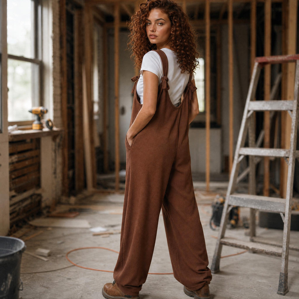 Harbor Breeze Textured Wide-Leg Overalls