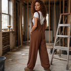 Harbor Breeze Textured Wide-Leg Overalls