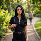 Ribbed Zip-Front Short Sleeve Top