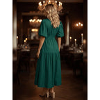Effortless Elegance Puff-Sleeve Midi Dress