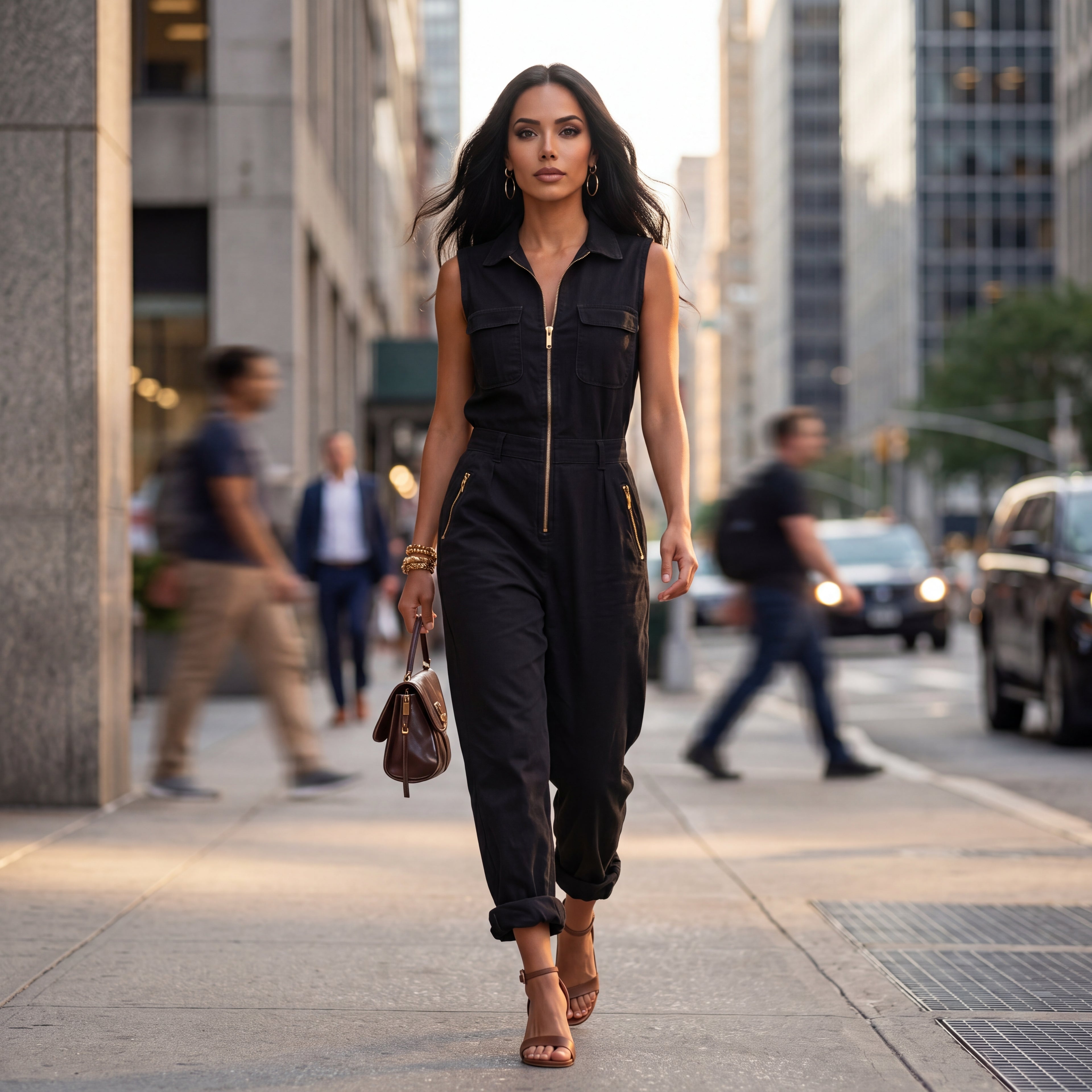 City Luxe Sleeveless Utility Jumpsuit