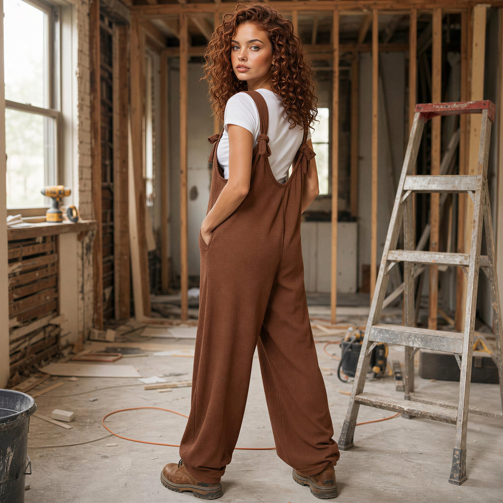 Harbor Breeze Textured Wide-Leg Overalls