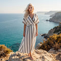 Coastal Striped Wrap Maxi Dress – Effortless Resort Chic
