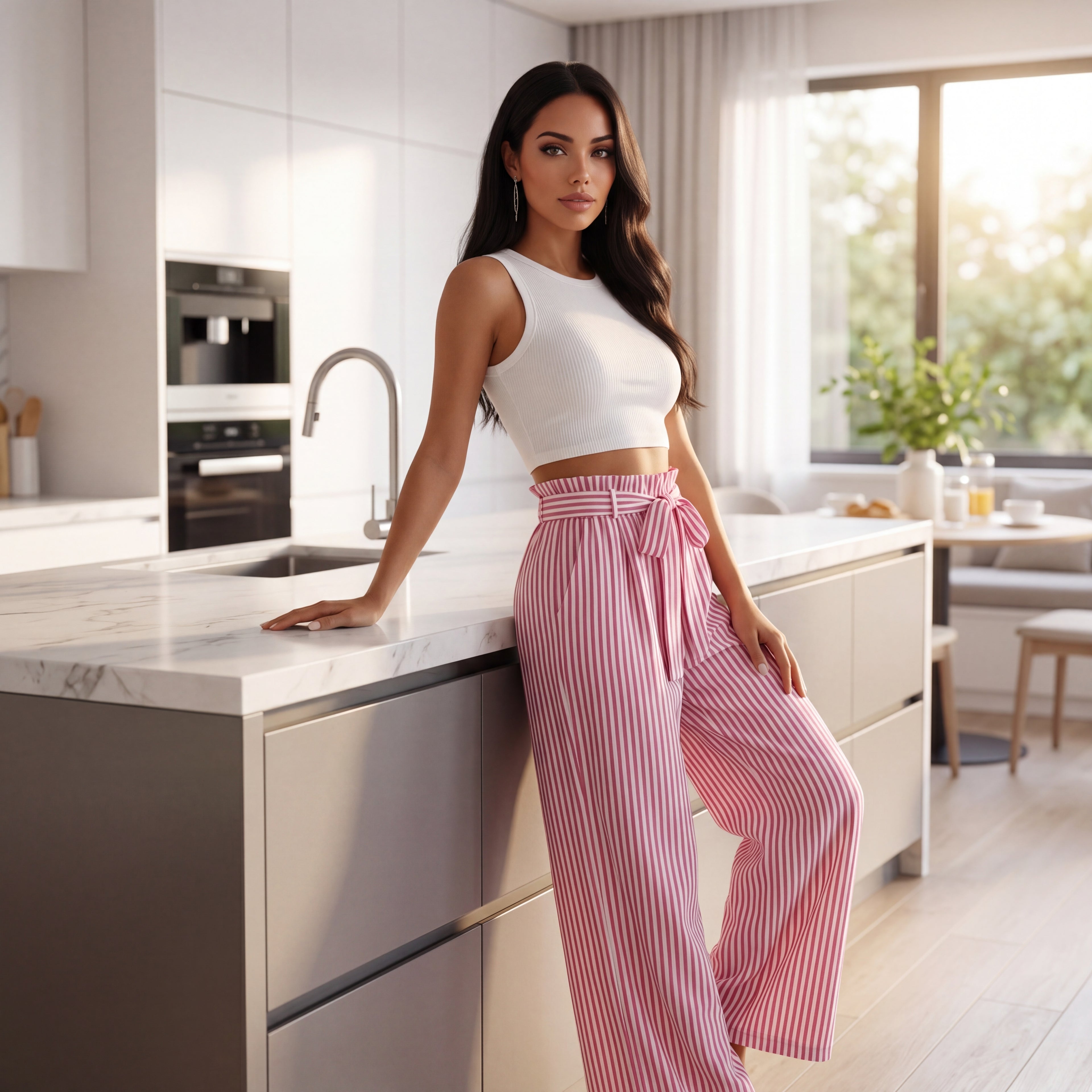 Coastal Breeze Striped Wide-Leg Pants