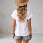 Breezy Eyelet Flutter Sleeve Casual Top