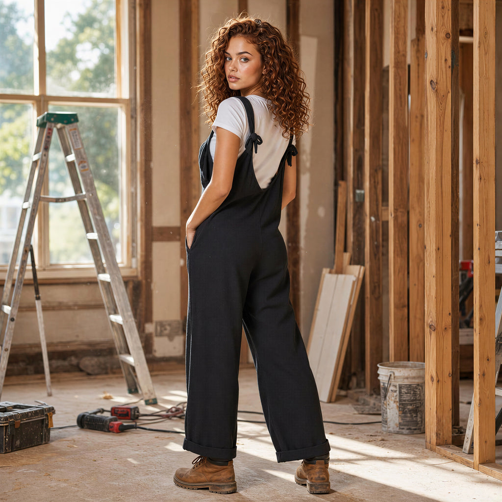 Harbor Breeze Textured Wide-Leg Overalls