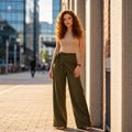 Wrap-Waist Wide-Leg Pants