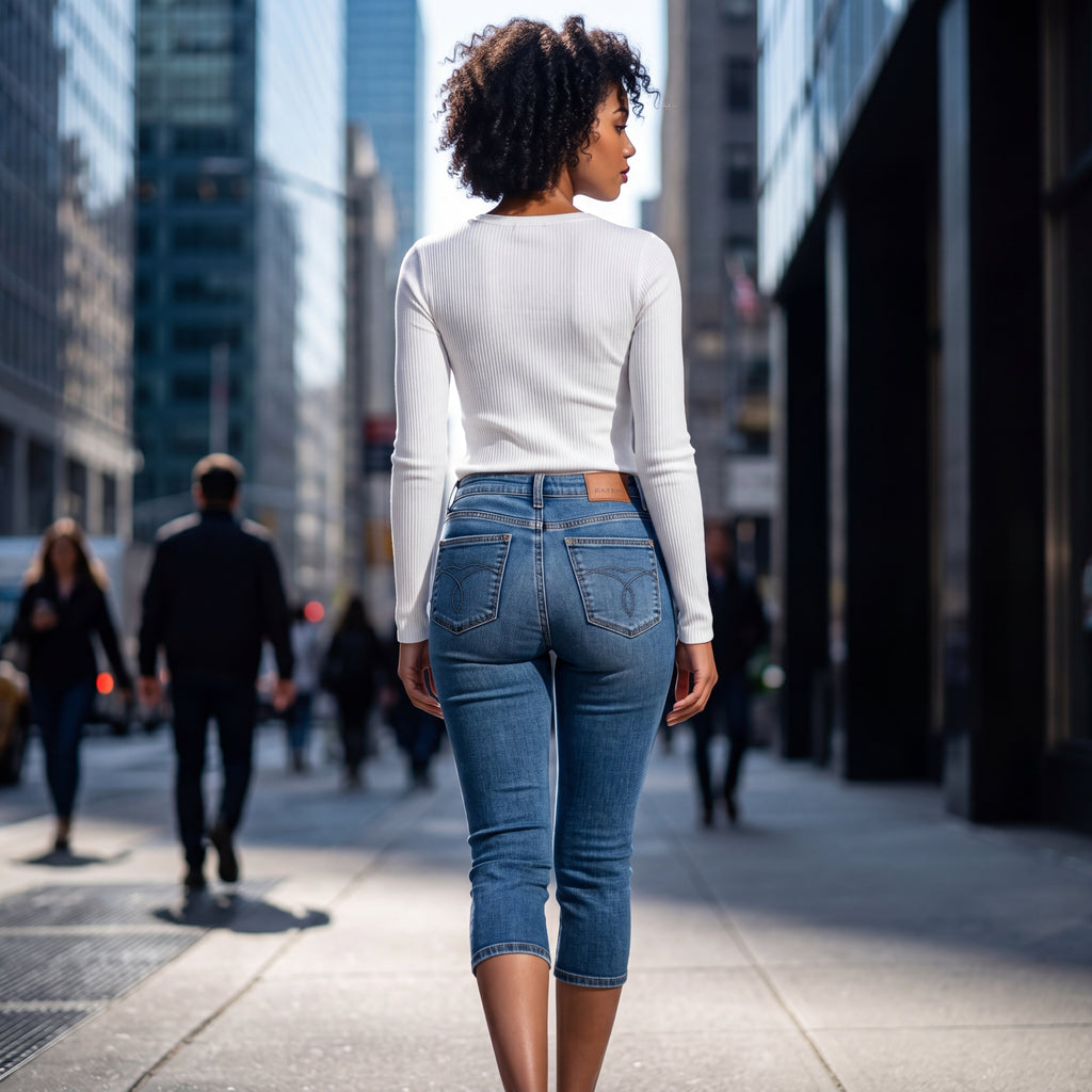 Classic Mid-Rise Cropped Skinny Jeans – Everyday Stretch Denim Essential
