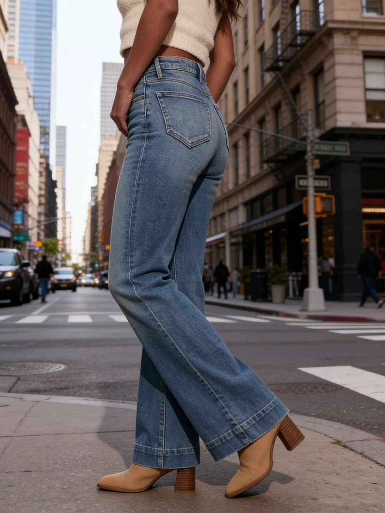 Vintage Wash High-Rise Wide Leg Jeans