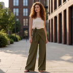 Wrap-Waist Wide-Leg Pants