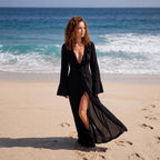 Coastal Elegance Ruffled Long Sleeve Cover-Up Dress