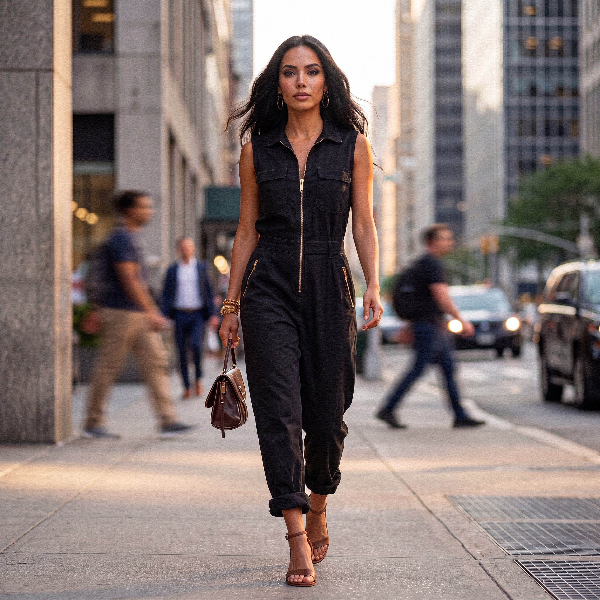 City Luxe Sleeveless Utility Jumpsuit