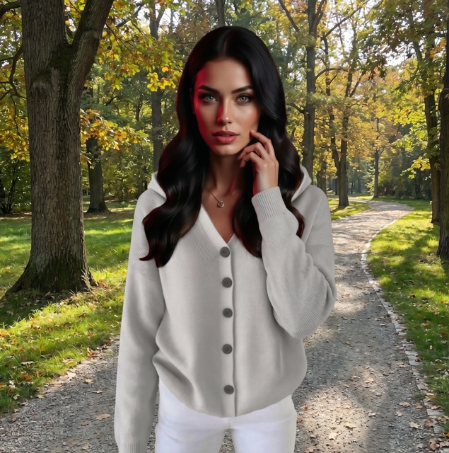 Cozy Chic Button-Up Hooded Knit Cardigan